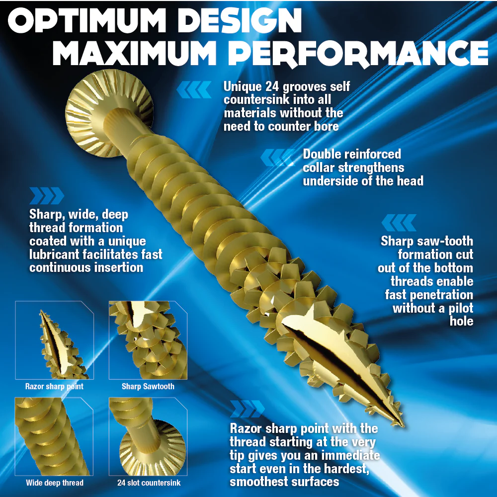 Optimaxx Box of 200 4.0 x 40 mm Full Thread Woodscrews - Image 2