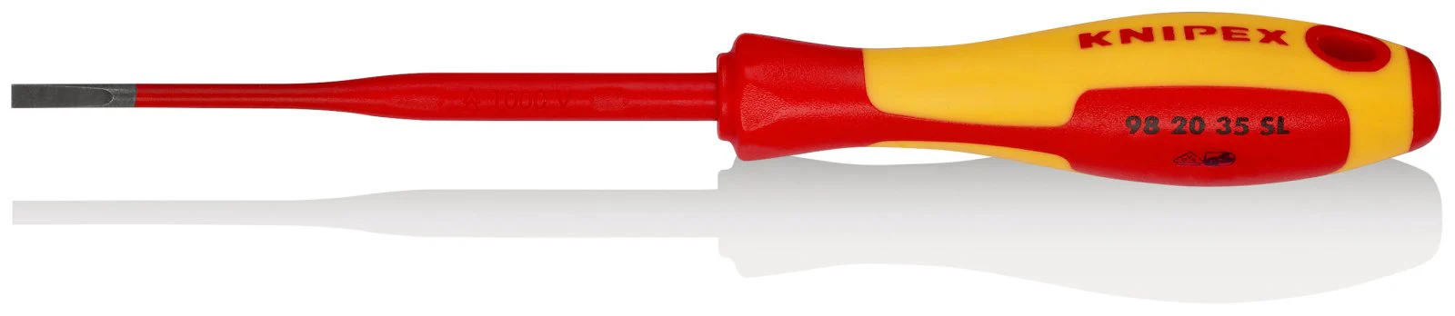 KNIPEX Insulated Slotted Screwdriver, Slim 202mm - 98 20 35 SL