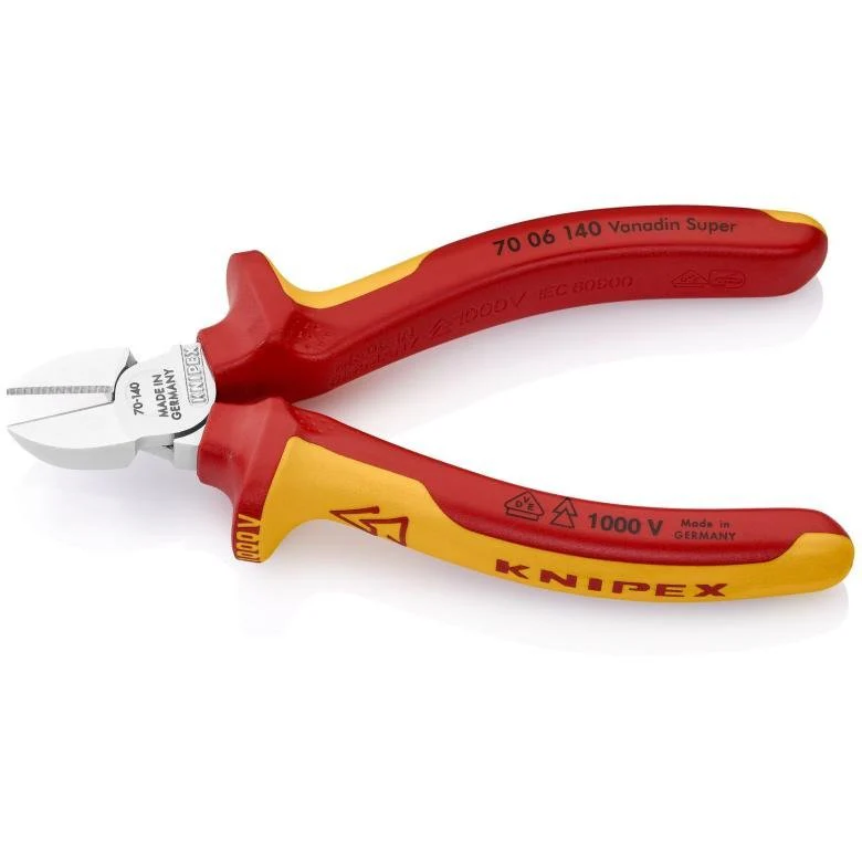 KNIPEX 5 1/2" Diagonal Cutters-1000V Insulated - 70 06 140