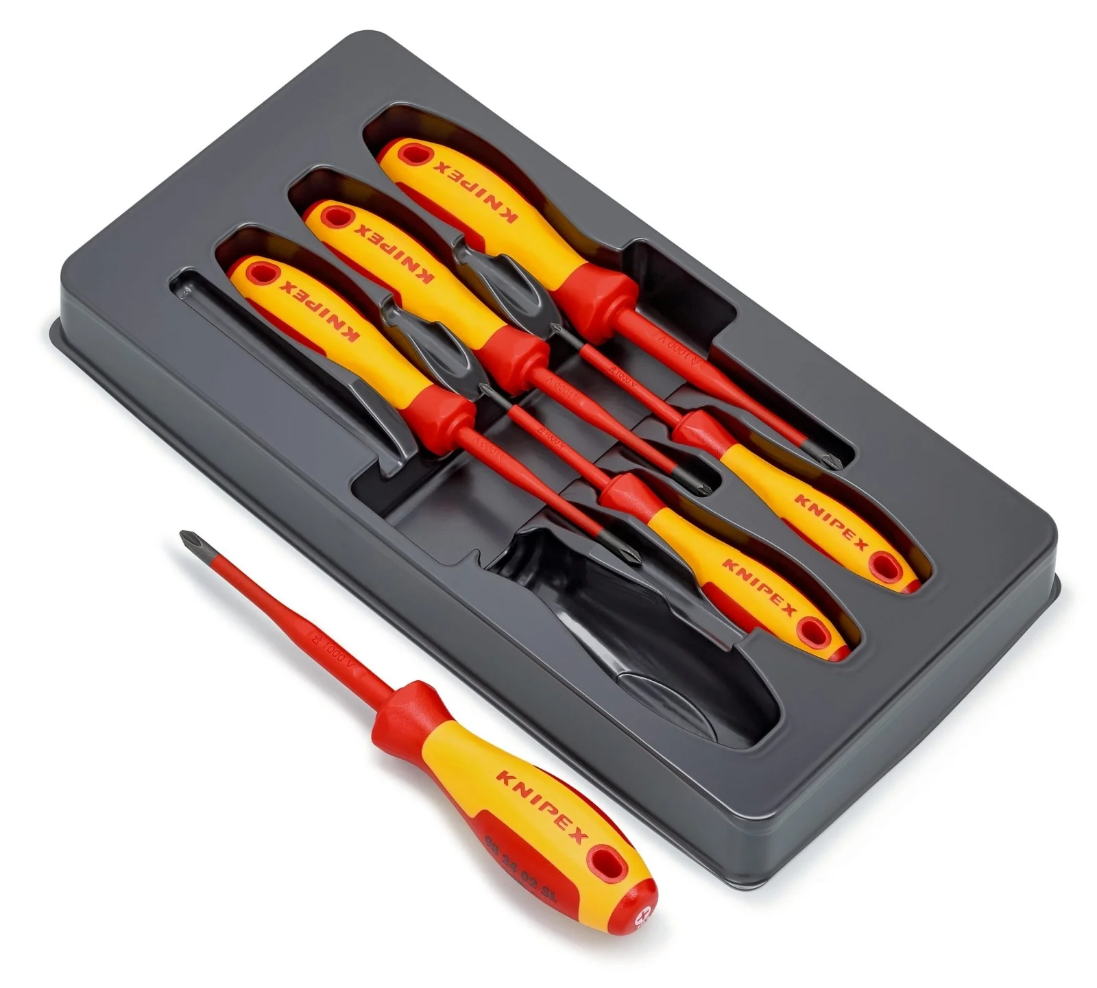 KNIPEX 6 Piece VDE Slotted, Phillips & Pozi Slim Screwdriver Set 00 20 12 V04 - Image 2