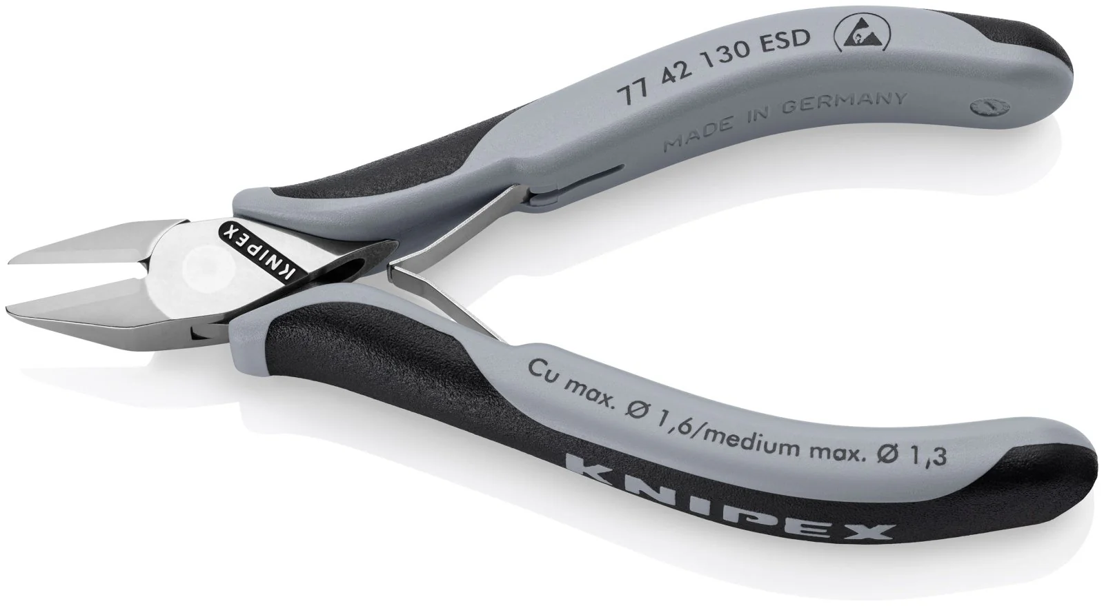 KNIPEX 77 42 130 ESD Electronics Diagonal Cutters ESD with multi-component grips 130 mm - Image 2