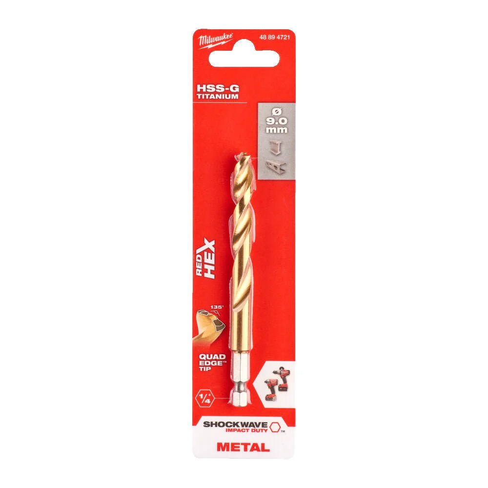 Milwaukee Metal Drill Bit Red Hex Shockwave HSS - Ground Titanium - Image 16