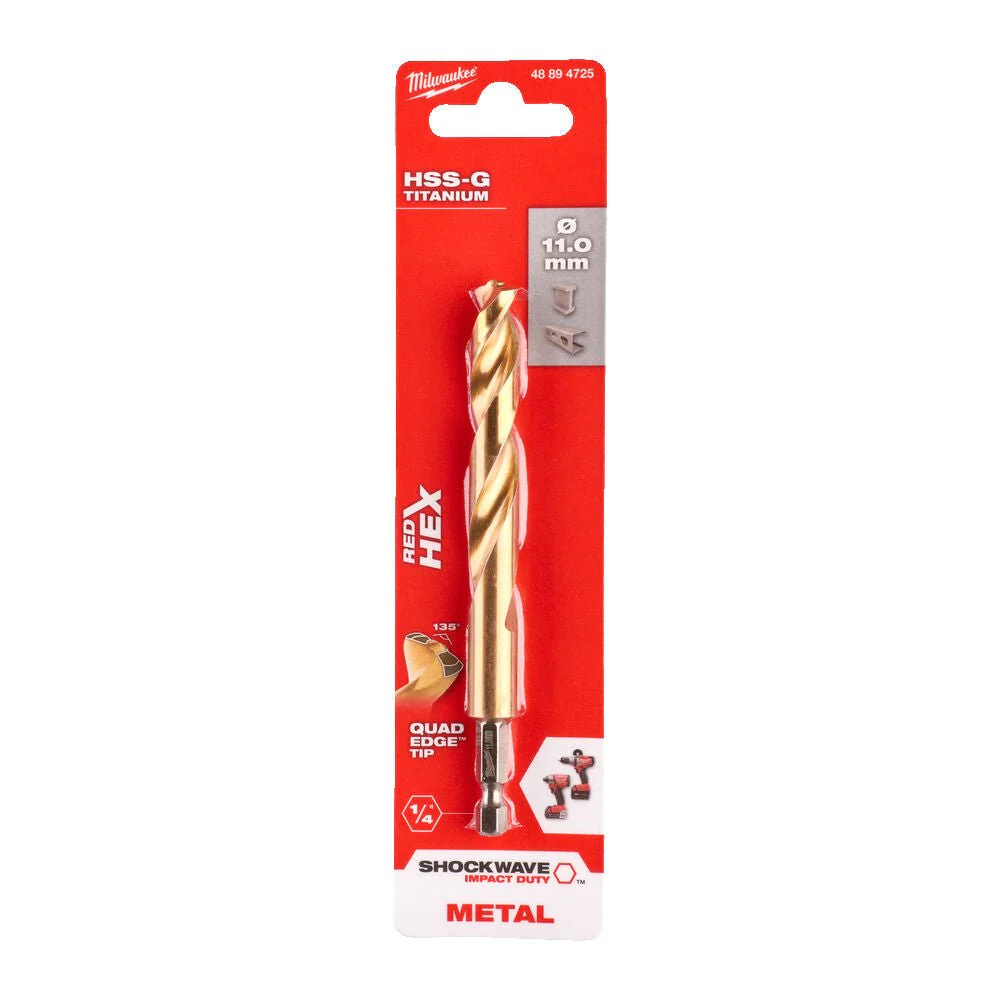 Milwaukee Metal Drill Bit Red Hex Shockwave HSS - Ground Titanium - Image 18