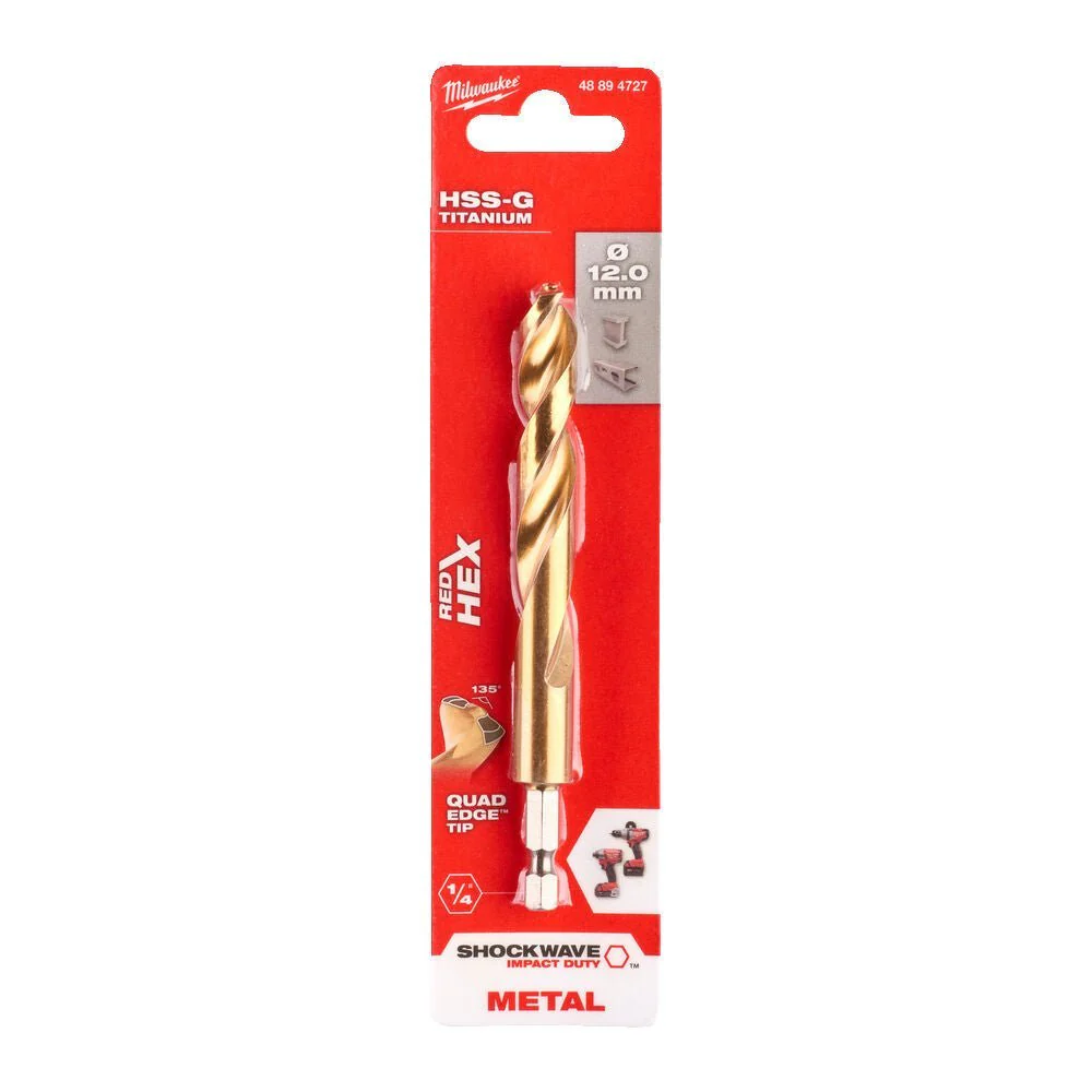 Milwaukee Metal Drill Bit Red Hex Shockwave HSS - Ground Titanium - Image 20