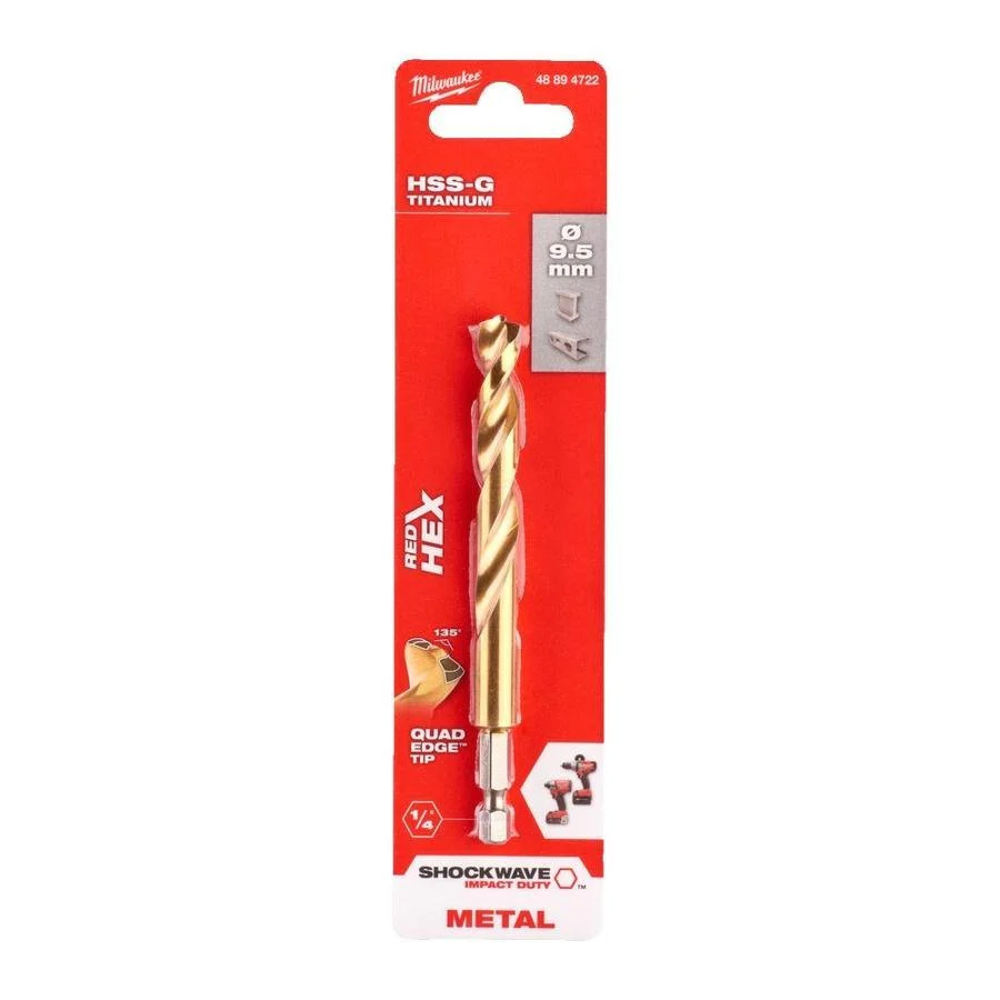 Milwaukee Metal Drill Bit Red Hex Shockwave HSS - Ground Titanium - Image 24