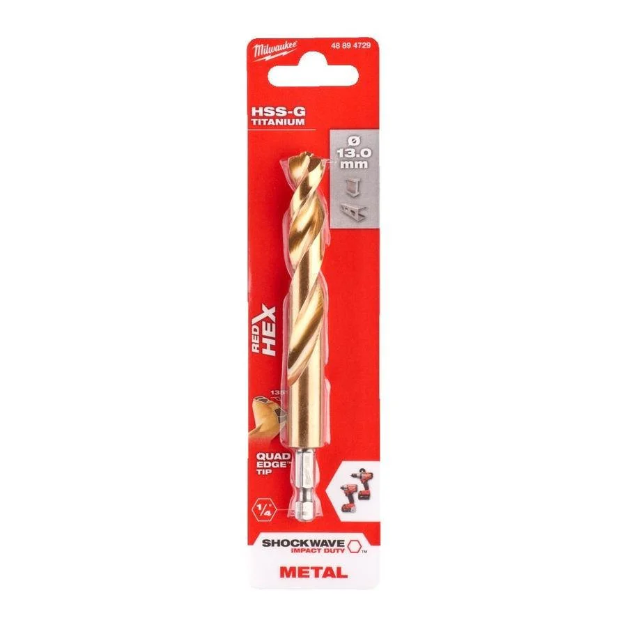 Milwaukee Metal Drill Bit Red Hex Shockwave HSS - Ground Titanium - Image 27