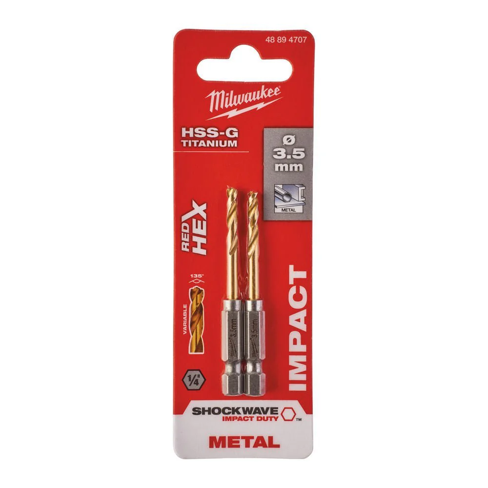 Milwaukee Metal Drill Bit Red Hex Shockwave HSS - Ground Titanium - Image 6