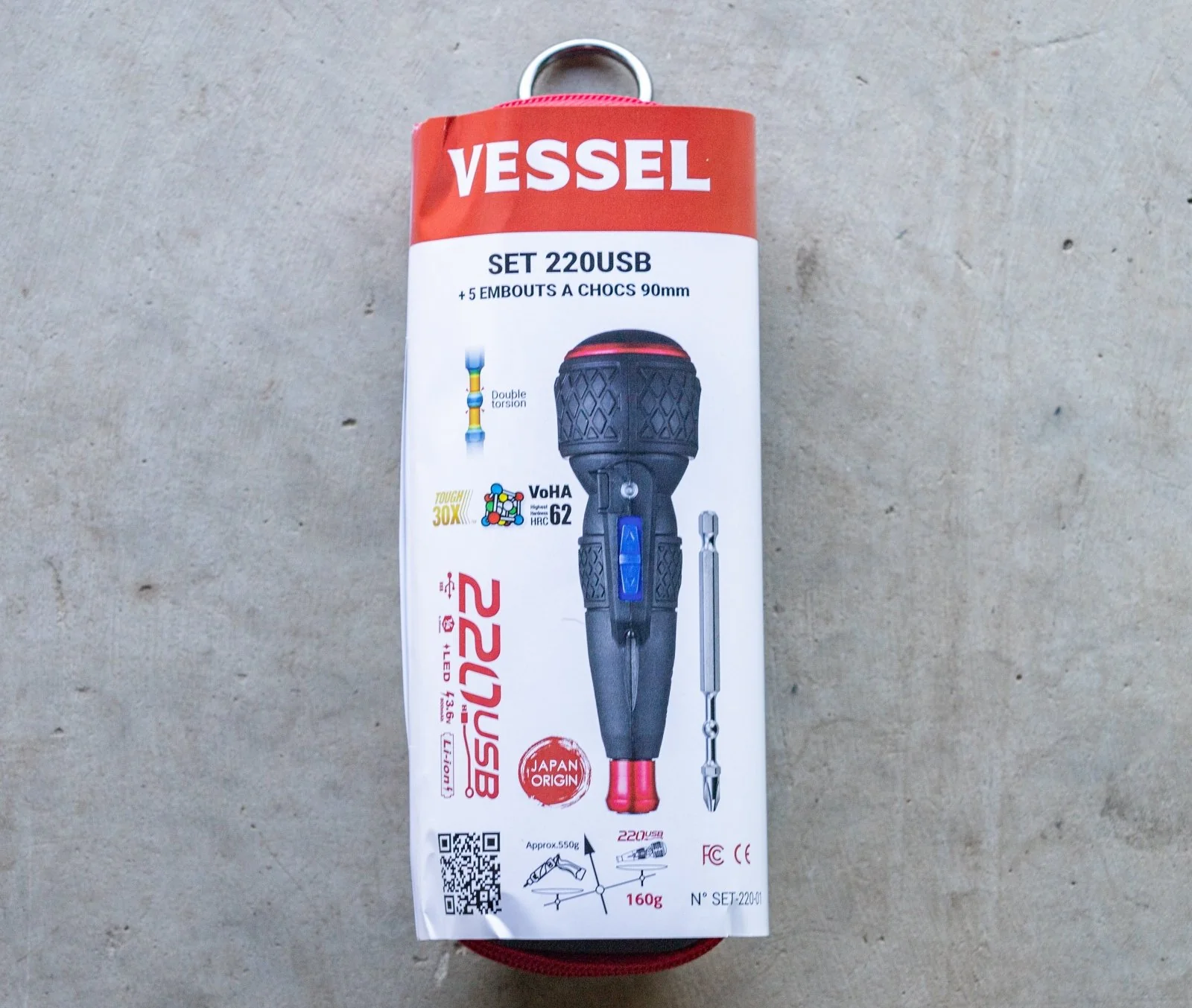 Vessel 220USB Rechargeable Ball Grip Screwdriver Kit – 5 Bits + Zipper Case - Image 3