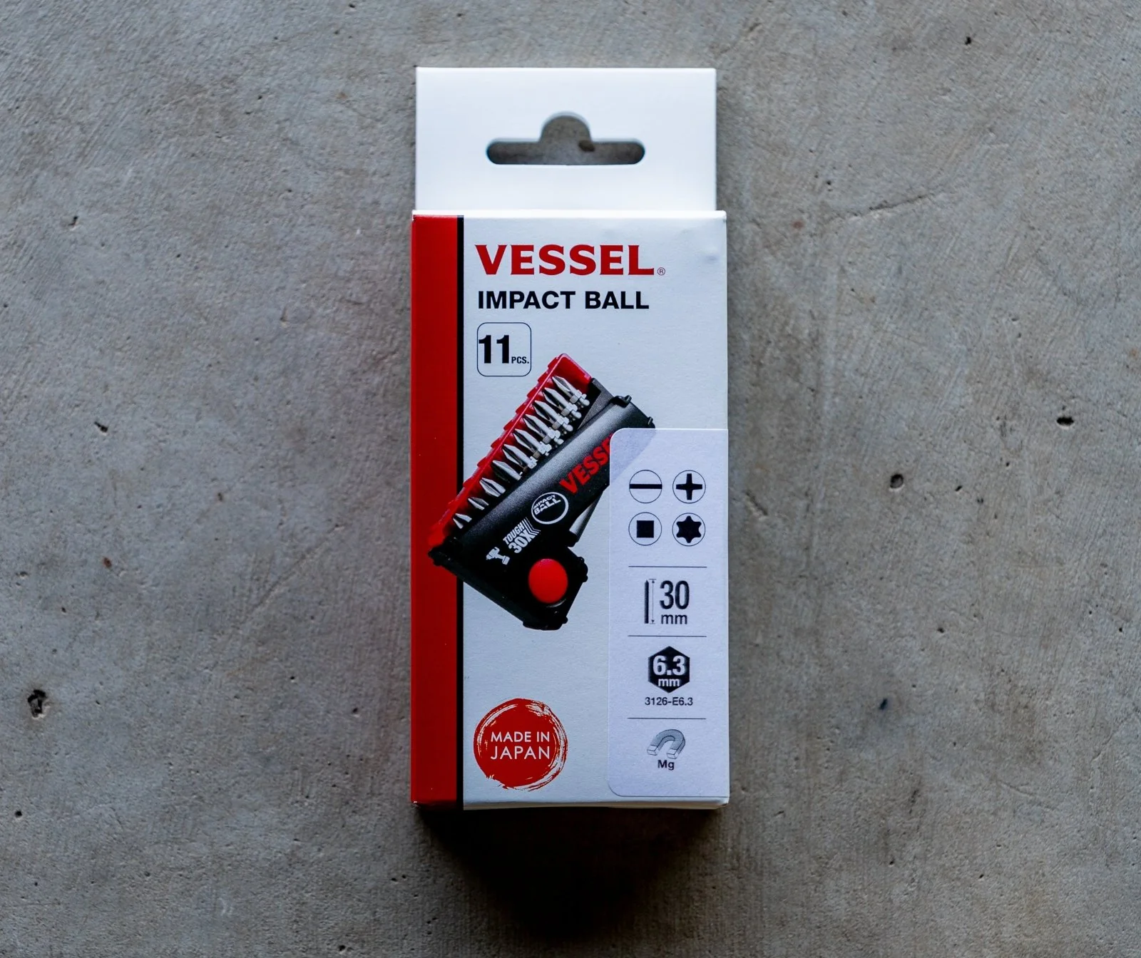 Vessel Set of 10 Torsion Impact Ball Bits + Bit Holder with Philips, Slotted, Square & Torx Bits - Image 3