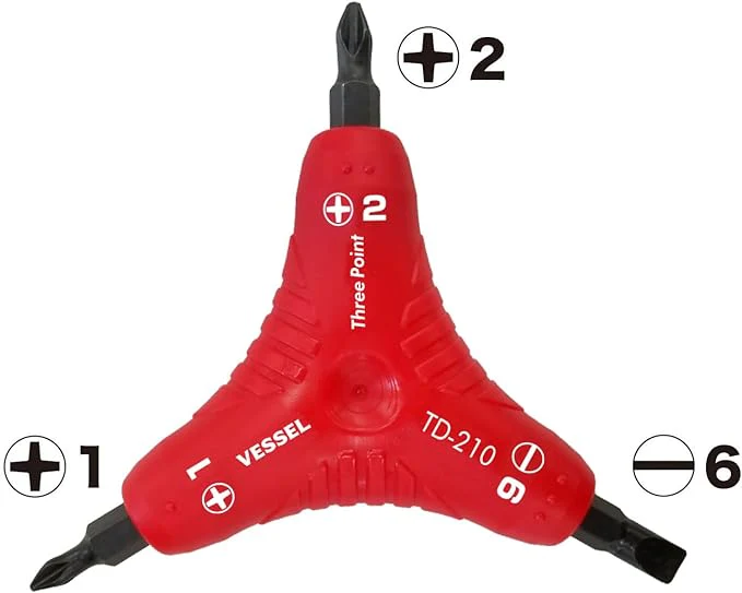 Vessel Three Point Screwdriver TD-210 (Ph No.1/Ph No.2/Slotted 6) - Image 2