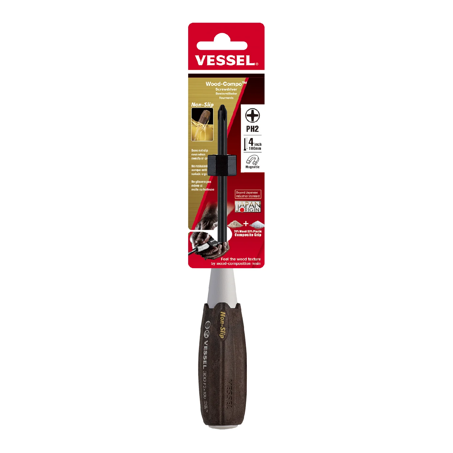 Vessel Wood-Compo Screwdriver No.300 + 2x100